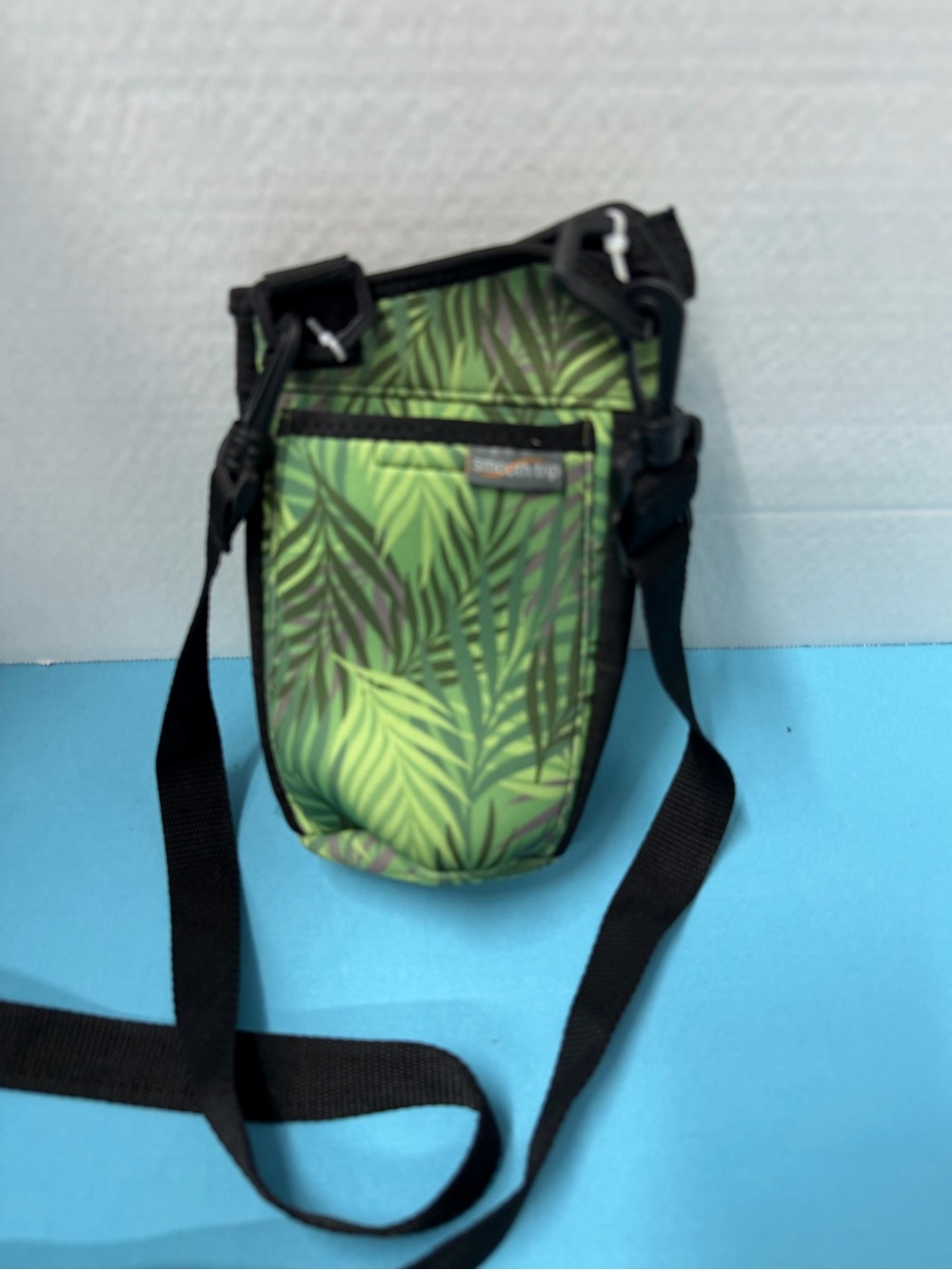 Small Green Palm-Print Crossbody Bag by